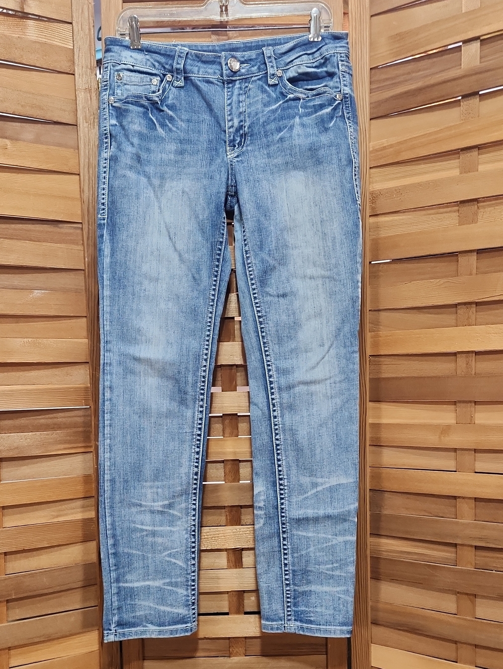 Denim Couture by Smith Denim House Jeans Women 11 Denim Embellish Blue Teal